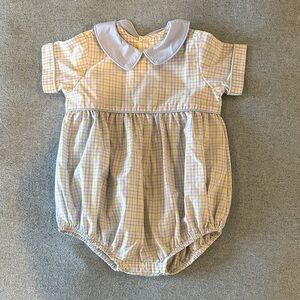 Pastel Plaid Cotton Baby One-Piece with Peter Pan Collar